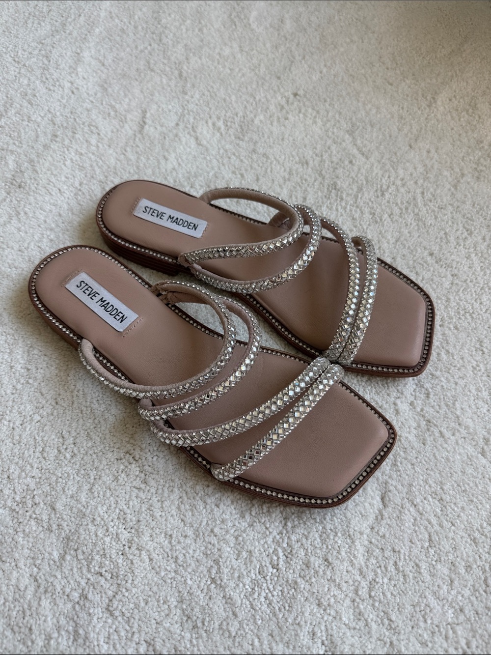 Steve Madden Blush Crystal-Strap Slide Sandals